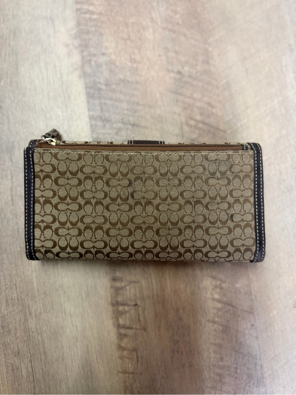 Coach Brown Signature Continental Wallet with Gold-Tone Buckle - Picture 2 of 5